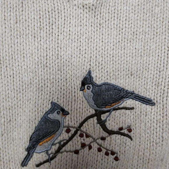 Vintage 90s Woolrich Wool Pullover Sweater Birds Large - Picture 2 of 5